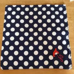 水玉模様 ハンカチ ネイビー