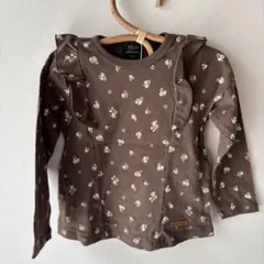 タグ付き新品petit main 花柄 フリル付き 長袖カットソー 110