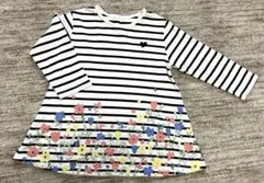 ストライプ フラワープリント 七分袖カットソー 140