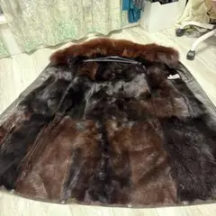 P. Rifal 毛皮ロングコート ダークブラウン