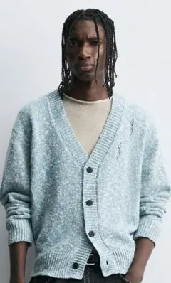 L 新品未使用品 完売品 ダメージ加工ツイストヤーンカーディガン ZARA ザラ