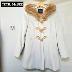 CECIL McBEE ダッフルコート ファーフード M 水色 ライトブルー