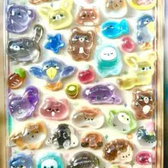 動物　ハムスター　ネコ　クマ　ボンボンドロップシール　立体　3D