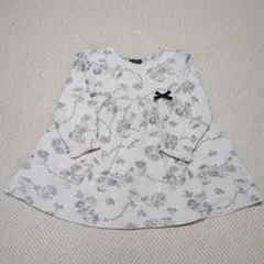 【BeBe】花柄長袖ワンピース グレー 110cm　綿100%