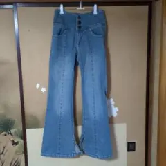 フレアパンツ サイドスリット ハイウエスト