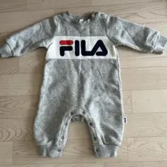 FILA ロゴ入り 裏起毛グレーロンパース70