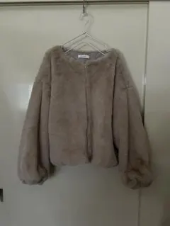 W CLOSET ベージュ ファーコート ファーアウターバルーンスリーブF