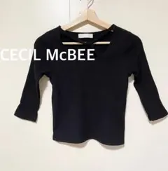 CECI McBEE セシルマクビー　ブラック　リブTシャツ 七分袖トップス