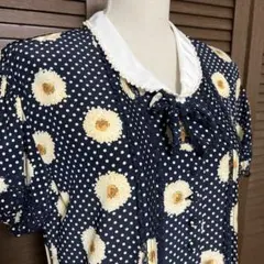 PINK HOUSE ピンクハウス 裾Ｗリボン ヴィンテージ レーヨンワンピース