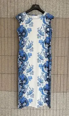 サマードレス　リゾート ワンピースY's 花柄マキシドレス ホワイト/ブルー