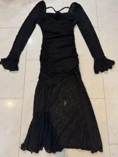 結婚式ドレス 黒 レース ロングワンピース オケージョンドレス