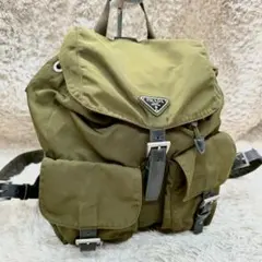 【美品】 PRADA カーキ リュック バックパック テスートナイロン