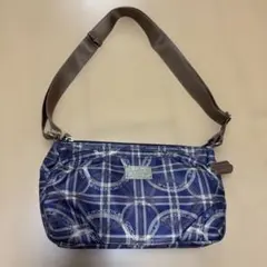 CROCODILE ネイビー チェック柄 ショルダーバッグ