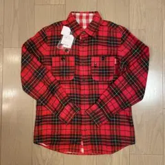 新品　ミキハウス チェックシャツ 長袖 150 レッド リバーシブル　タグ付き