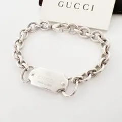 グッチ GUCCI 925 ロゴ プレート ブレスレット シルバー OT668