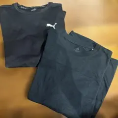 PUMA&adidas ブラックTシャツ　2枚セット　Ｌサイズ