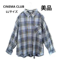 美品 シネマクラブ ハニーズ チェックシャツ LL ブルー 綿100% 長袖のサムネイル