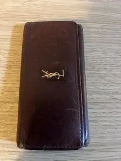 【YSL ロゴ】 イブ・サンローラン 4連 キーケース レザー ブラウン