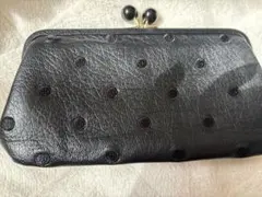 み*。様 美品perche ヤギ革アクリル玉 ドット柄 黒 長財布のサムネイル