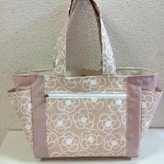 サイドポケットトートバッグ♡　　　　カメリア柄　ハンドメイド