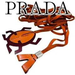 【良品】PRADA ネックレス 甲虫 レザー オレンジ カブトムシ 希少 レアのサムネイル
