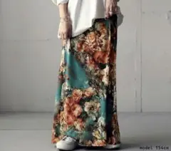 アンティカ 花柄ロングスカート アンティークフラワー ヴィンテージ フラワー