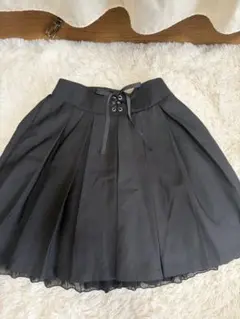 グレー フレアミニスカート レースアップ