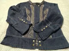 デニムジャケット Gジャン ペイズリー刺繍