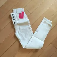 新品　チュー　スキニー　ハイウェスト　白　S　レーヨン　ズボン　パンツ
