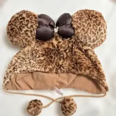 美品 東京ディズニーリゾート/TDR ミニーマウス ファンキャップ ヒョウ柄