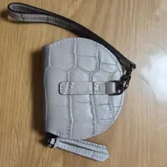 ロンシャン　新品グレー クロコダイル風 コインケース