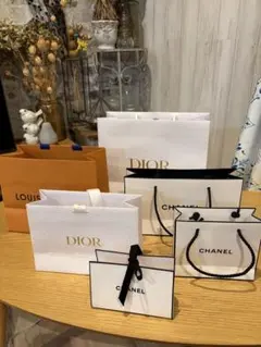 シャネル Dior ボッテガヴェネタ 紙袋 ショッパー アソート 4枚セット