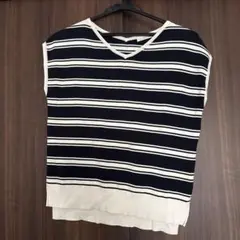 Te chichi ネイビー・ホワイトボーダーノースリーブニット