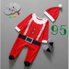 早割❣️新品 ベビー 子供 95 赤 クリスマスロンパース コスプレ サンタ