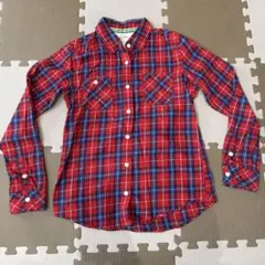 赤・青チェック柄 長袖シャツ Lサイズ