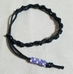 ビーズ織パーツ付きブレスレット(黒)