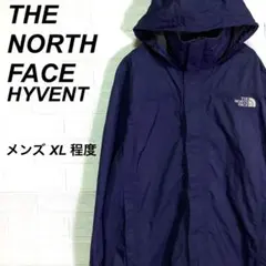 (春コーデ)ノースフェイス マウンテンパーカー 薄手 刺繍ロゴ 紺 XL