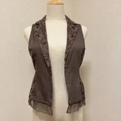 【axes femme】ブラウン刺繍ベスト フリル付きのサムネイル