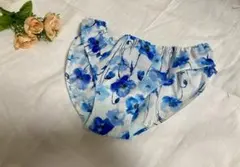 フレアふんどしパンツ　青・花柄　クロッチ部オーガニックコットン　ハンドメイド