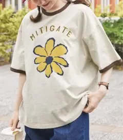 MONO-MARTLADY'SヴィンテージライクフラワープリントリンガーTシャツ