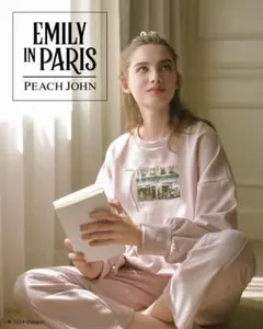 ピーチジョン ドット肌側起毛サテンシャツパジャマ EMILY IN PARIS