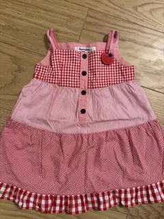 familiar 赤 ギンガムチェック ワンピース 80 ファミリア