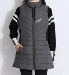 【Ｍサイズ】 マリクレールスポーツ ゴルフ 中綿ロングベスト チュニック丈 黒