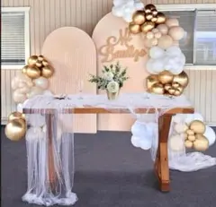 テーブルクロス　結婚式　ウェルカムスペース　チュール　パール　白