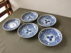 ☆　古道具　印判　小皿　斑点・黒点あり　5枚セット　昭和レトロ　☆