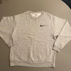 90s USA製 NIKE 白タグ スウェットグレー刺繍スウッシュ レディースL