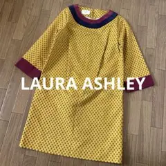 極美品✨ローラアシュレイ❣️ワンピース　チュニック　七分袖　総柄　ポケット　秋冬