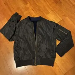 リバーシブル黒 ナイロン×ネイビーベロアMA-1ジャケット ジッパーポケット付き