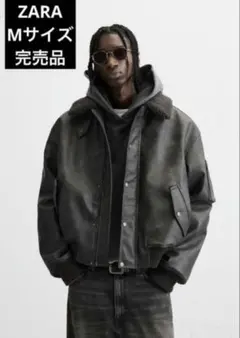 ZARA フェイクレザー 取り外し可能な襟付きジャケット Mサイズ 完売品