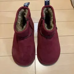 赤いスエードブーツ ファー内装 ジッパー付き